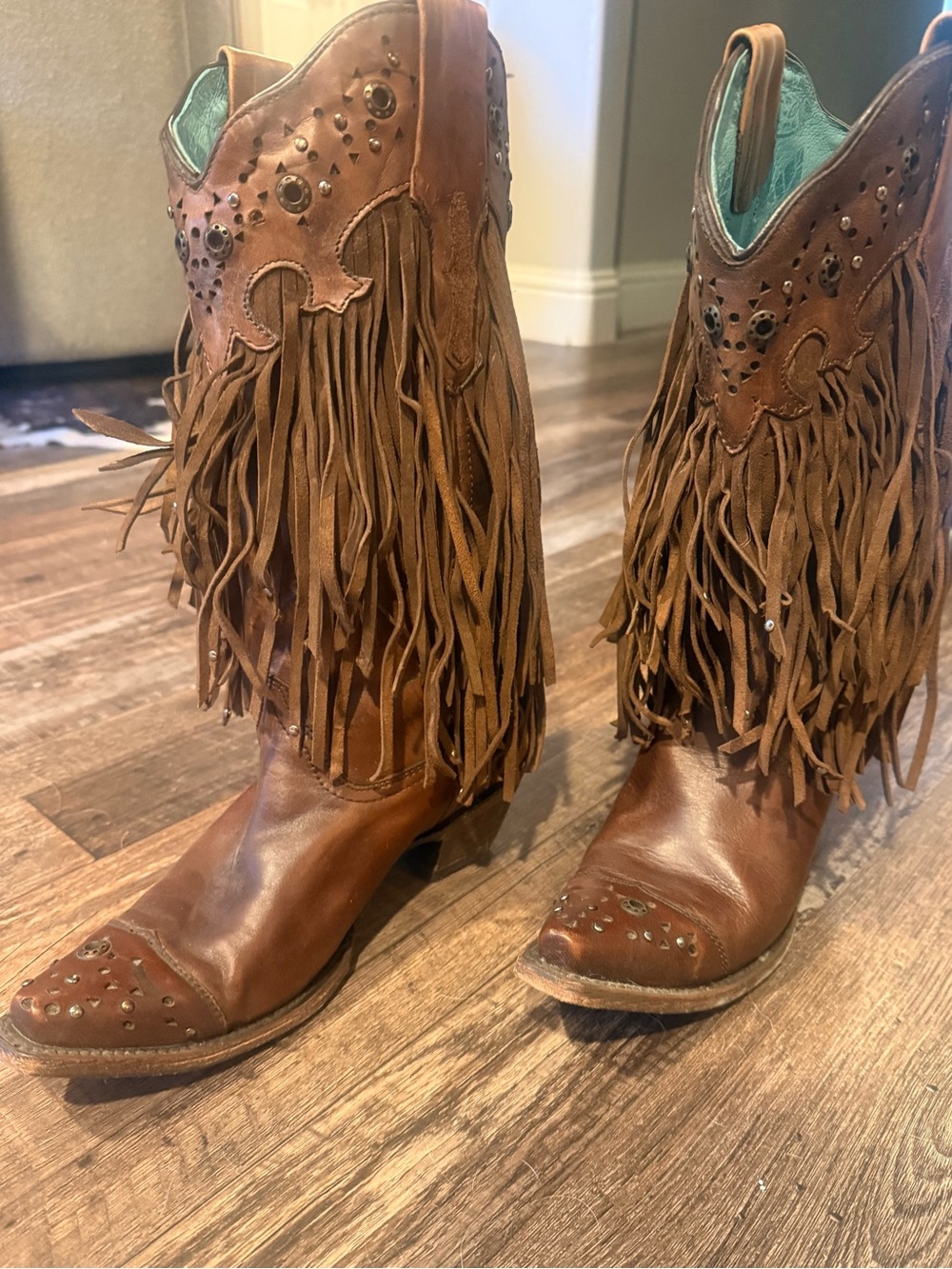 Corral Fringe Western Boots in Brown